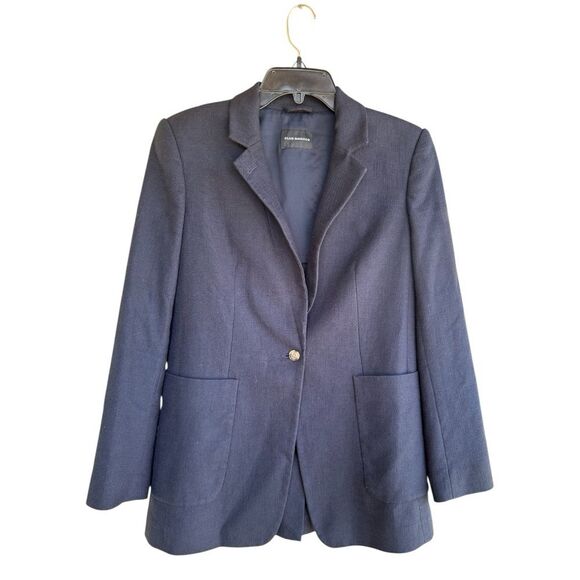 Club Monaco Navy Textured Blazer M | Cotton Blend Shoulder Pads - Picture 1 of 4
